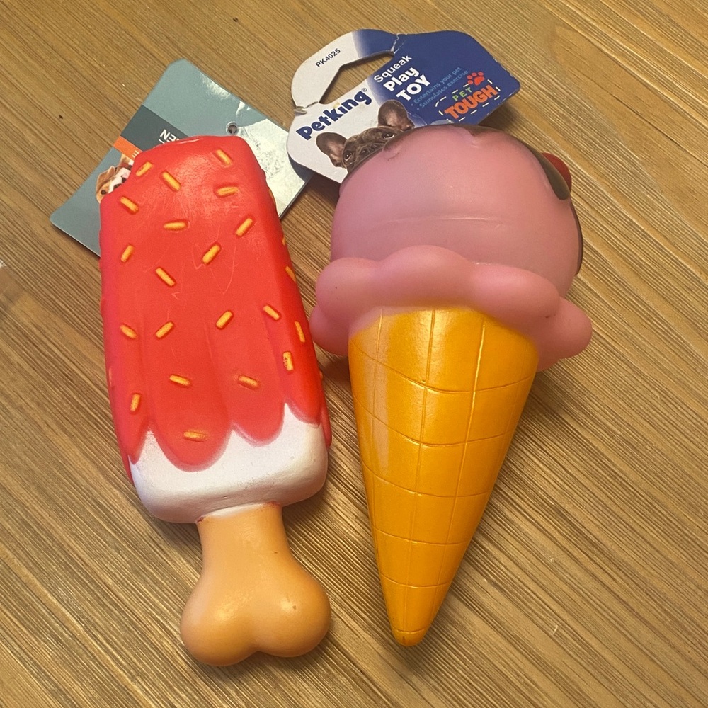 Ice Cream and Popsicle Dog Toys - Red, Pink, Orange